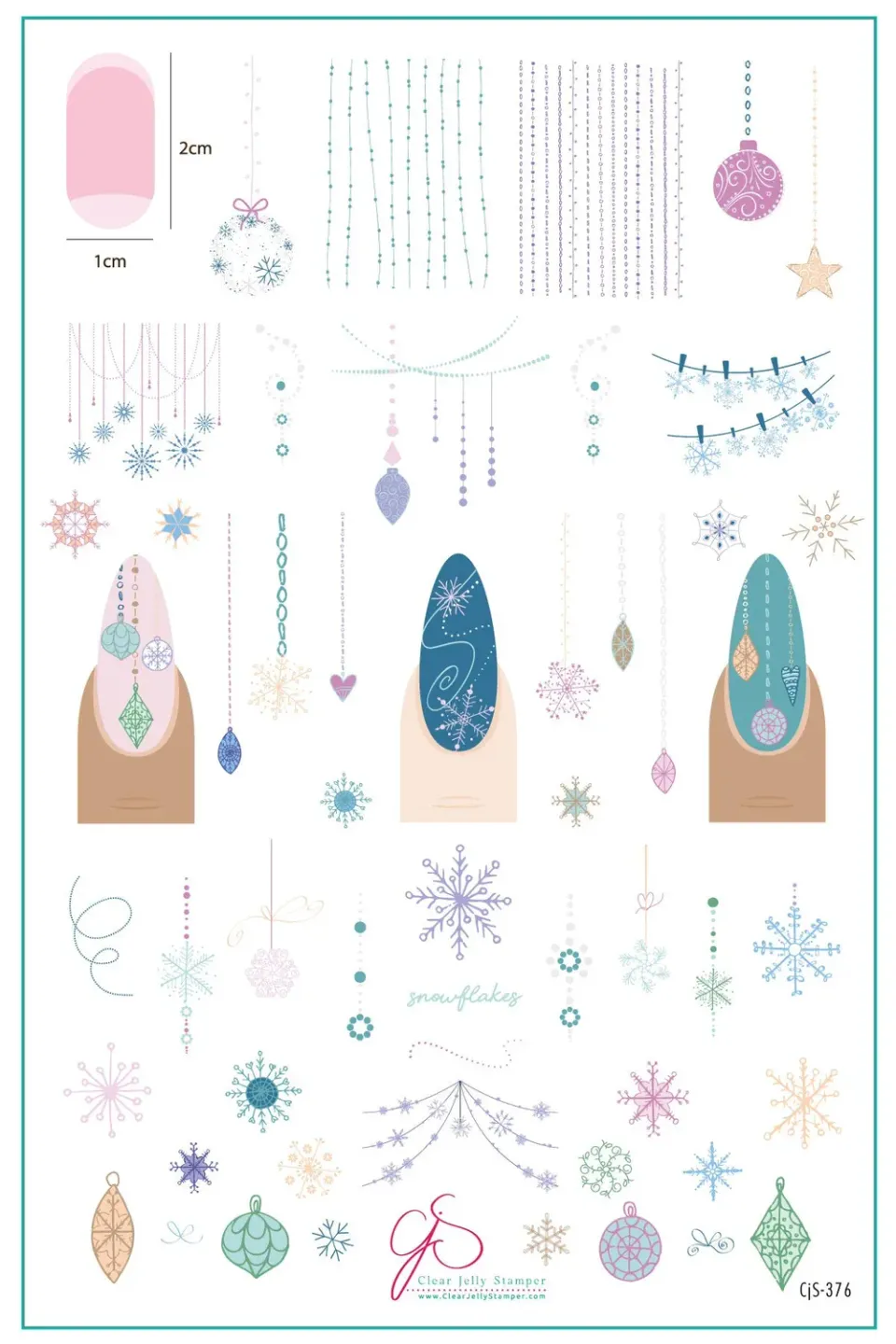 Clear Jelly Stamper CjS-376 stampingplade Snowflakes on Chains