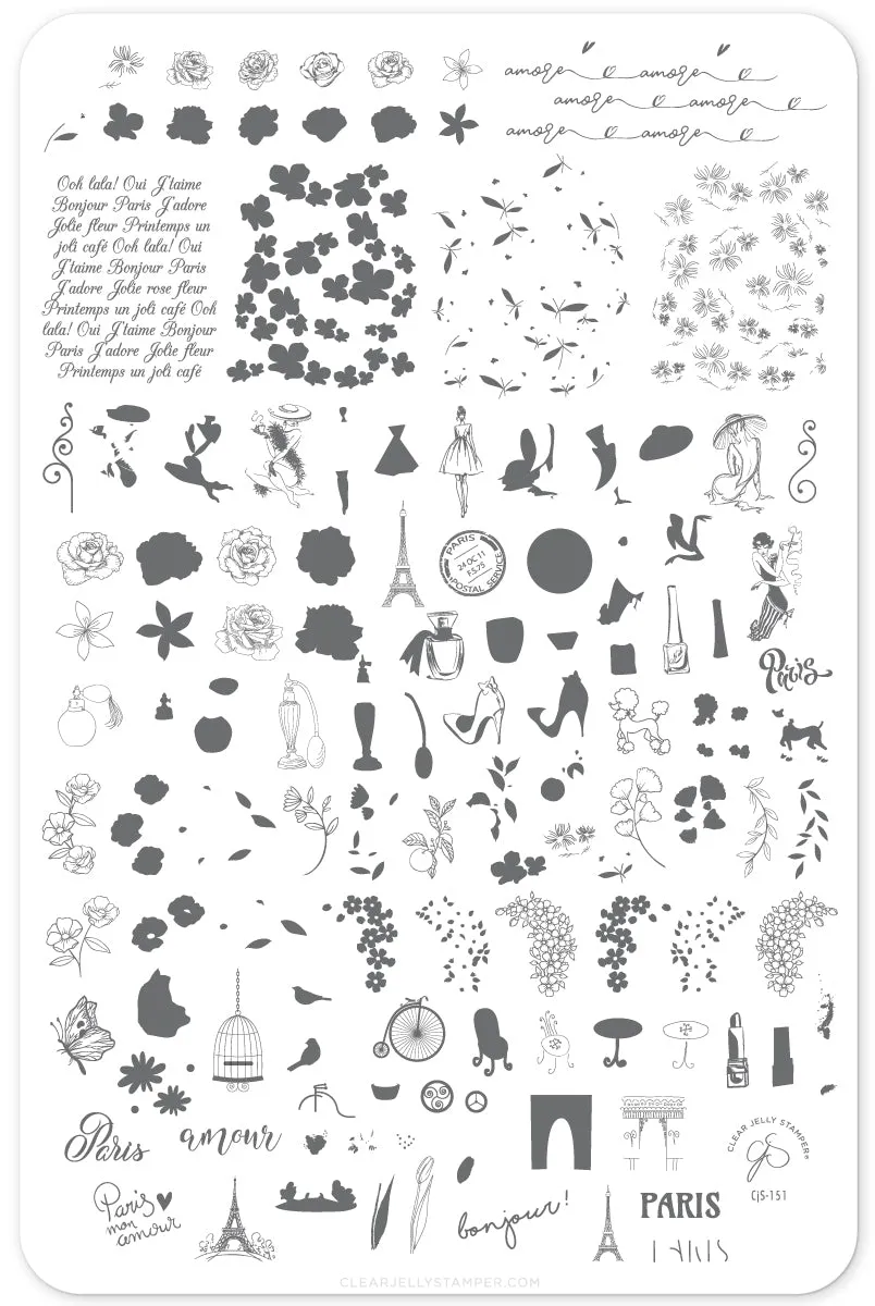 Clear Jelly Stamper CJS-151 Springtime in Paris stempelplade