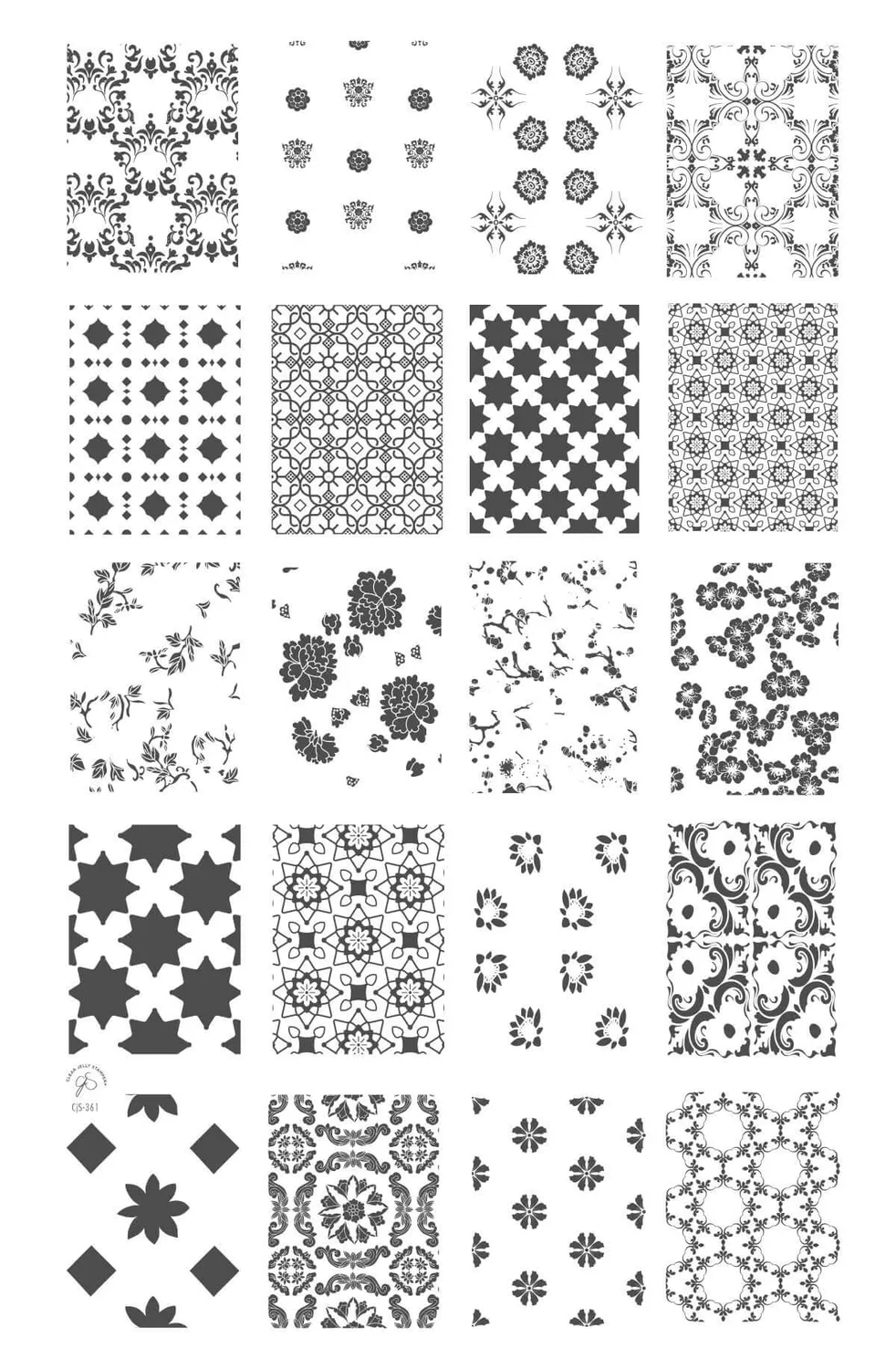 Clear Jelly Stamper CjS-361 Floral Mosaic stampingplade