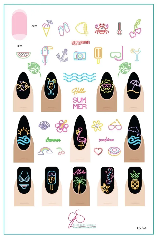Clear Jelly Stamper CJS-366 Neon Summer stamping plade sommer