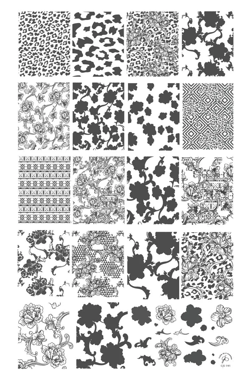 Clear Jelly Stamper Textiles CjS-191 stamping plade blomst