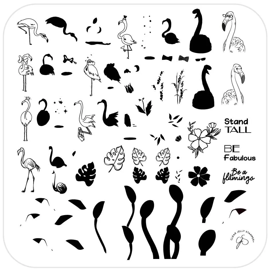Clear Jelly Stamper CjS-93 Lil Flamingo stampingplade