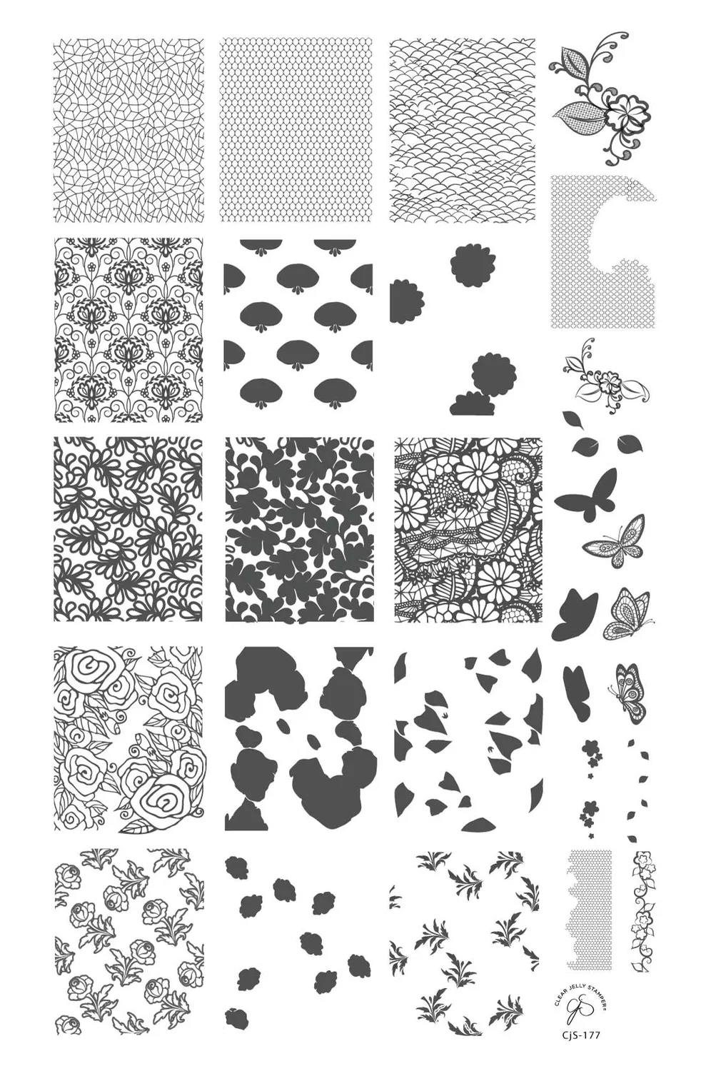 Clear Jelly Stamper CjS-177 Just Add Lace stamping plade 14,5cm