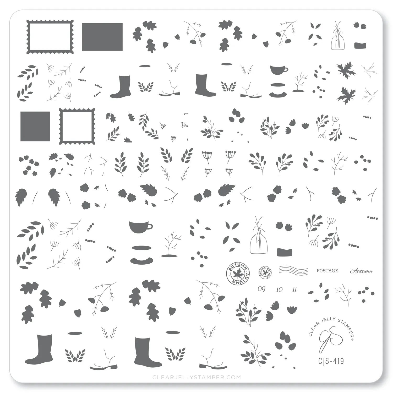 Clear Jelly Stamper CjS-419 First Class Fall stampingplade 8x8