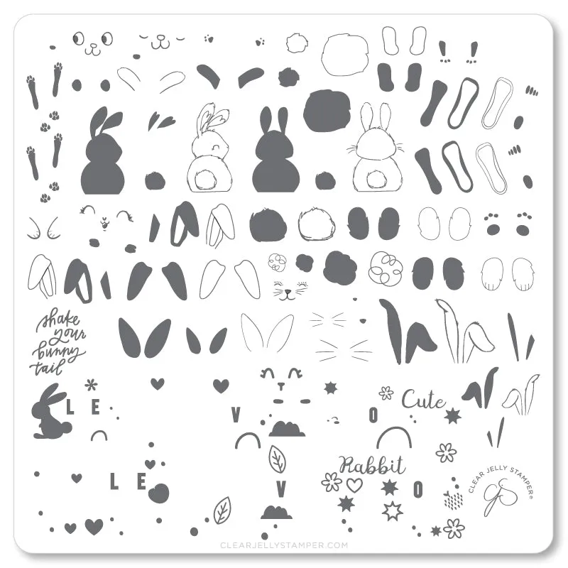 Clear Jelly Stamper Bunny Bits CjSH-53 stempelplade 8x8 kanin