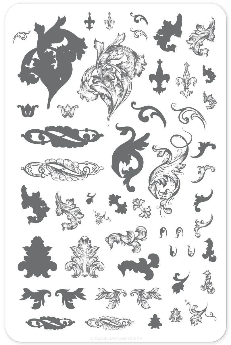 Clear Jelly Stamper CjS-45 Ornamental Flourish stampingplade