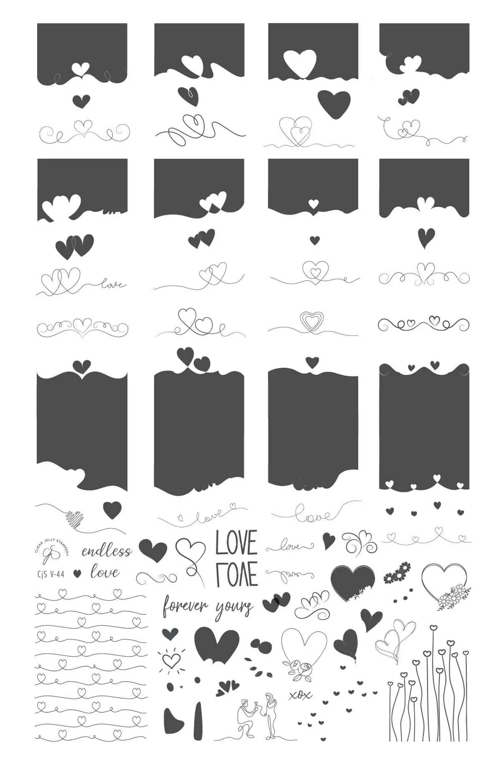 Clear Jelly Stamper CJSV-44 Forever Yours stamping plade hjerter