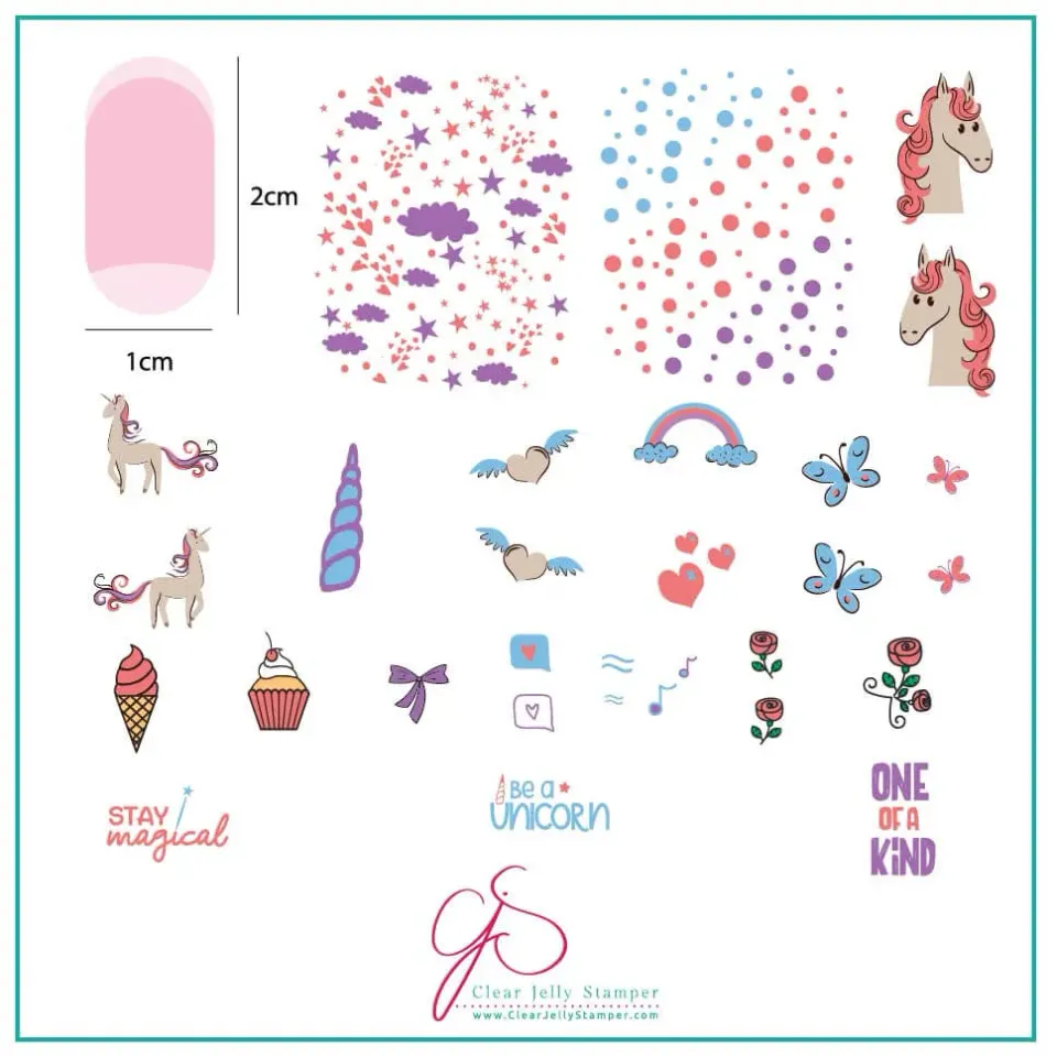 Clear Jelly Stamper CjS-94 Lil Unicorn stempelplade enhjørning