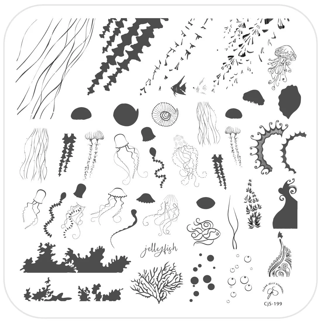 Clear Jelly Stamper Blooming Sea CjS-199 stamping plade havmotiv