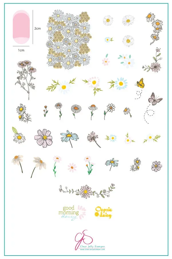 Clear Jelly Stamper CjS-104 I Dream of Daisies negleplade blomster stor
