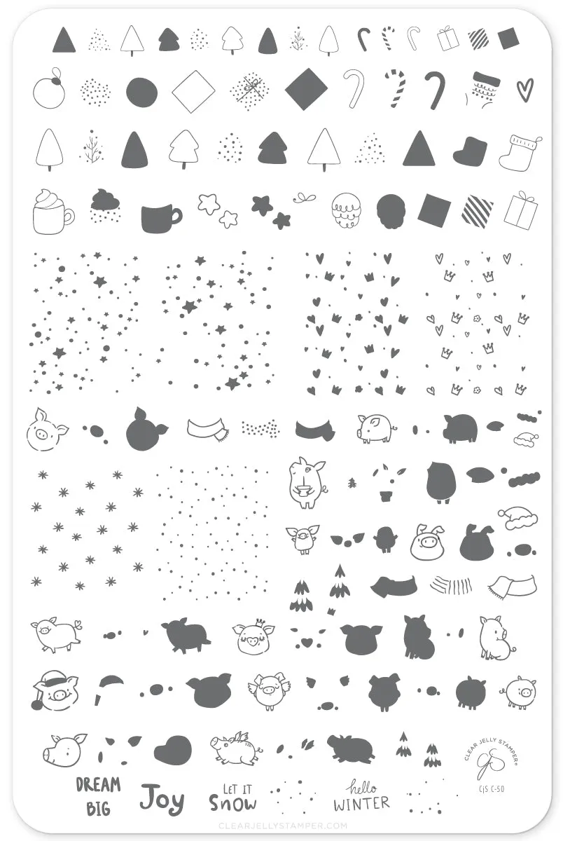 Clear Jelly Stamper Piggy Christmas CjSC-50 stempelplade jul
