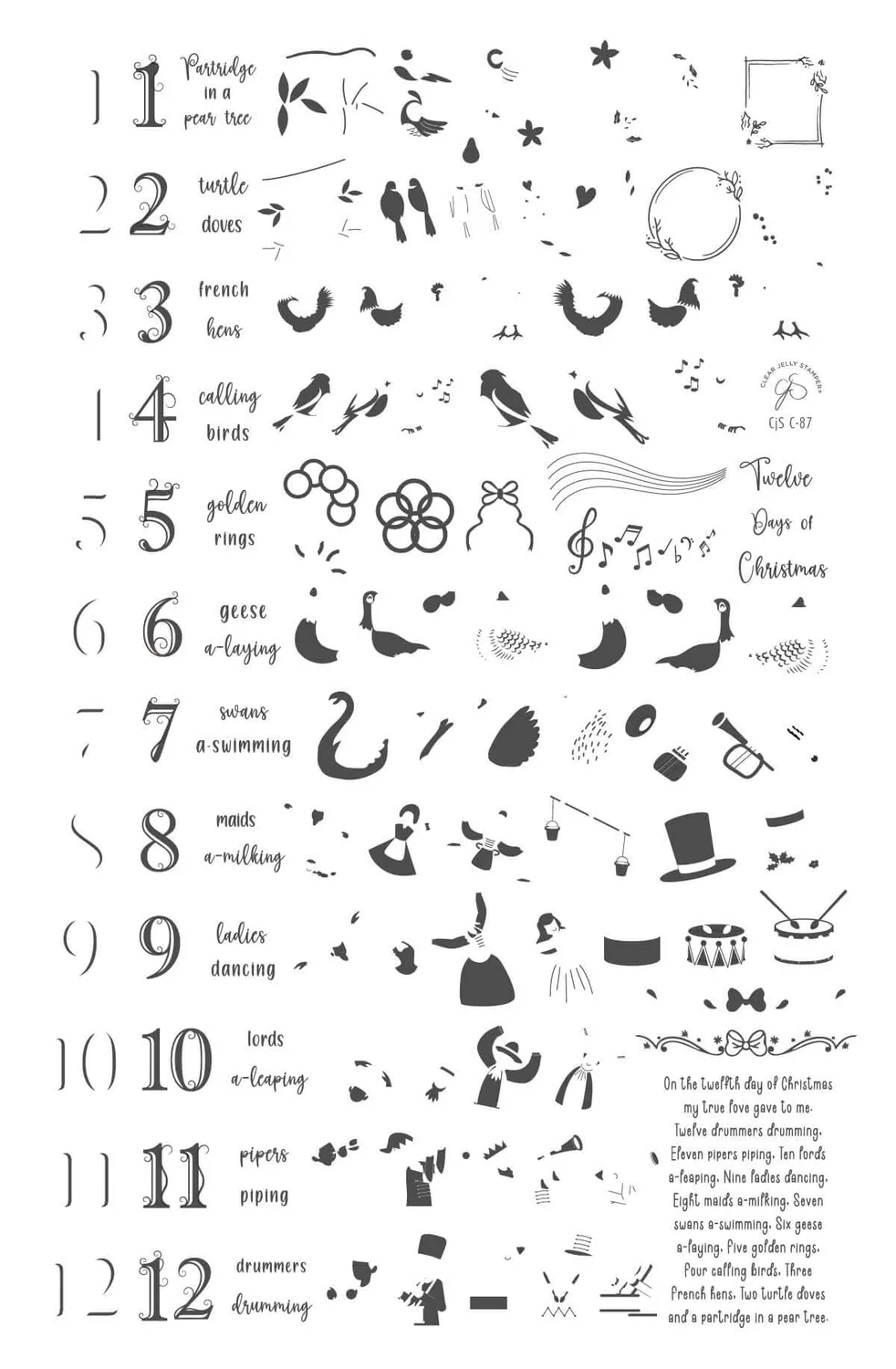 Clear Jelly Stamper Two Turtle Doves CjSC-87 stempelplade jul 14x9
