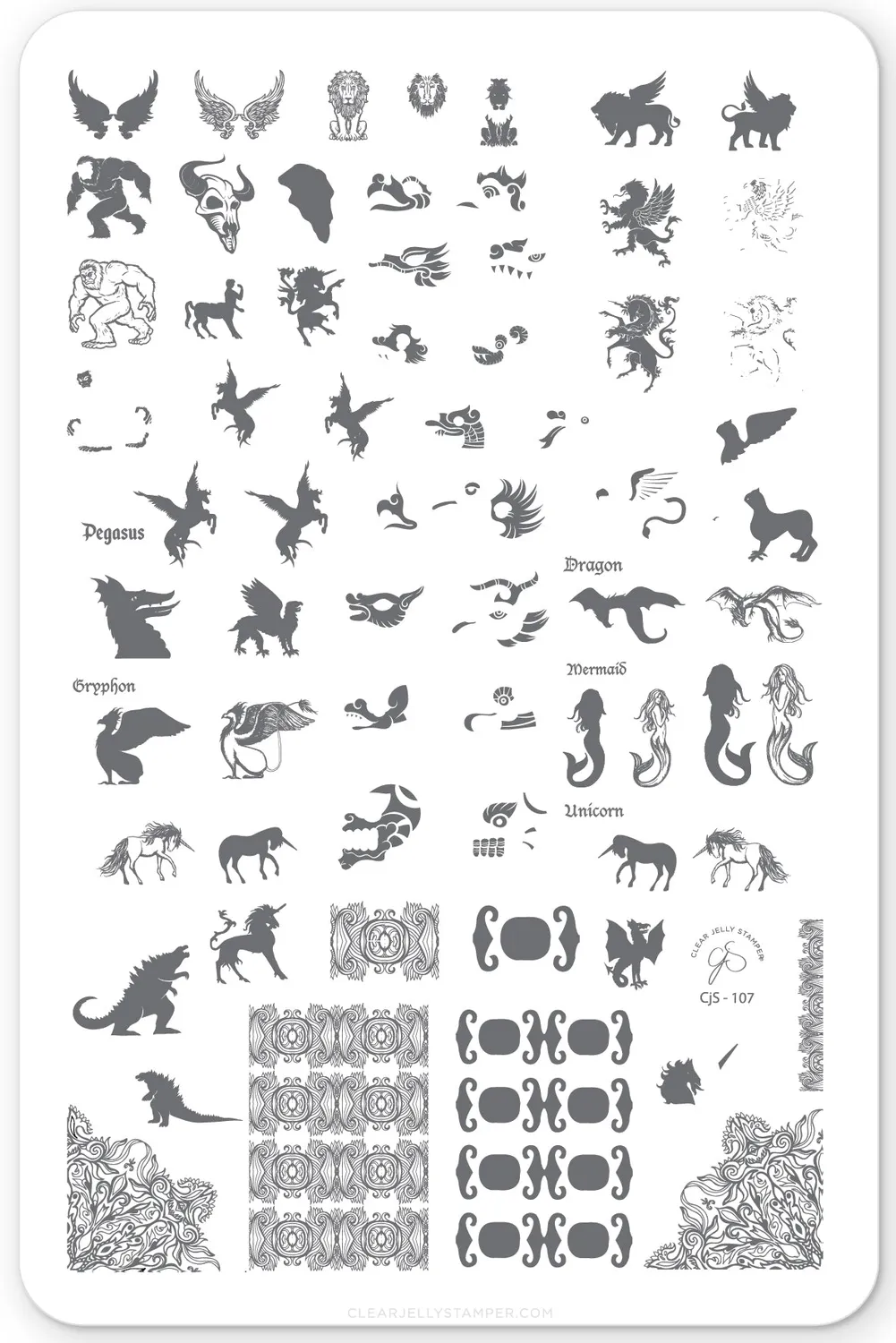 Clear Jelly Stamper CjS-107 Mythical Creatures stempelplade stor