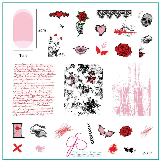 Clear Jelly Stamper V-36 My Edgy Valentine stamping plate 8x8