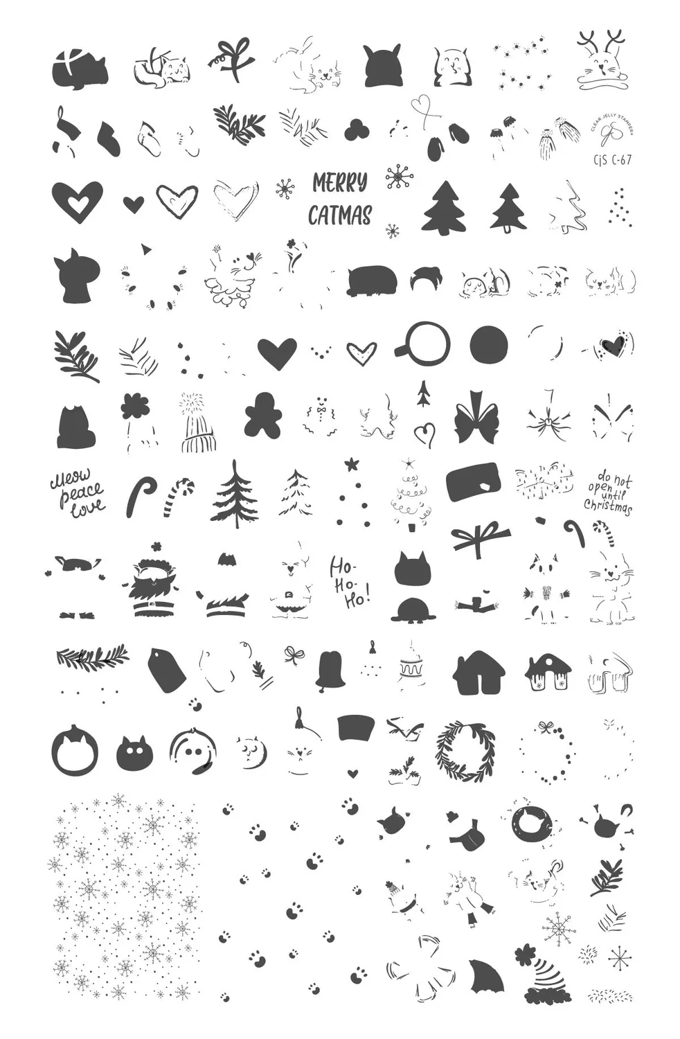 Clear Jelly Stamper Catmas CjSC-67 stamping plade 8x8 cm kattejul