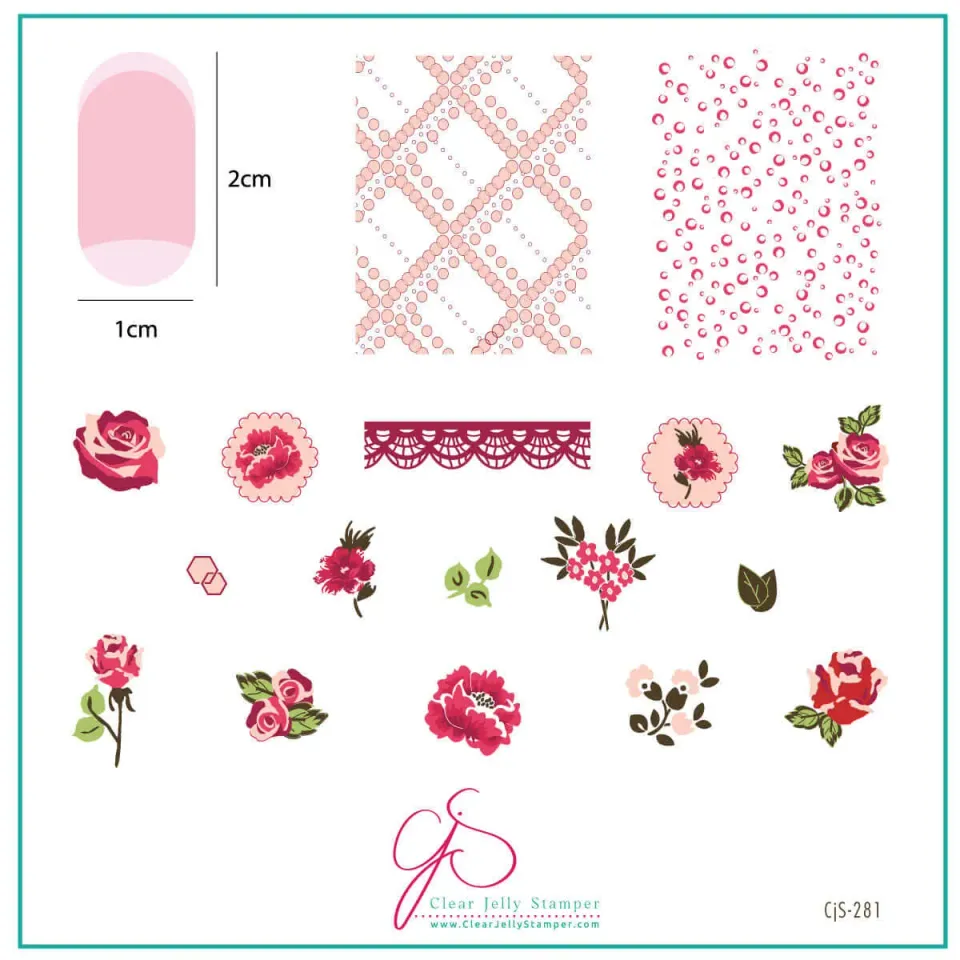 Clear Jelly Stamper Floral Blossom CjS-281 stamping plade roser 8x8