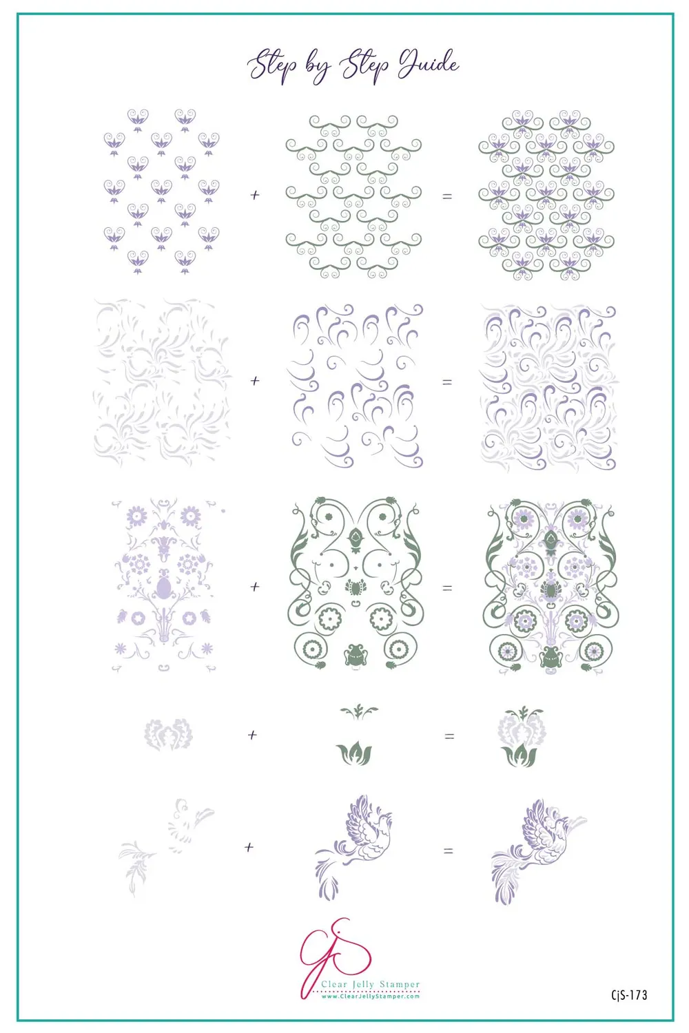 Clear Jelly Stamper English Garden Swirls CjS-173 stampingplade floral