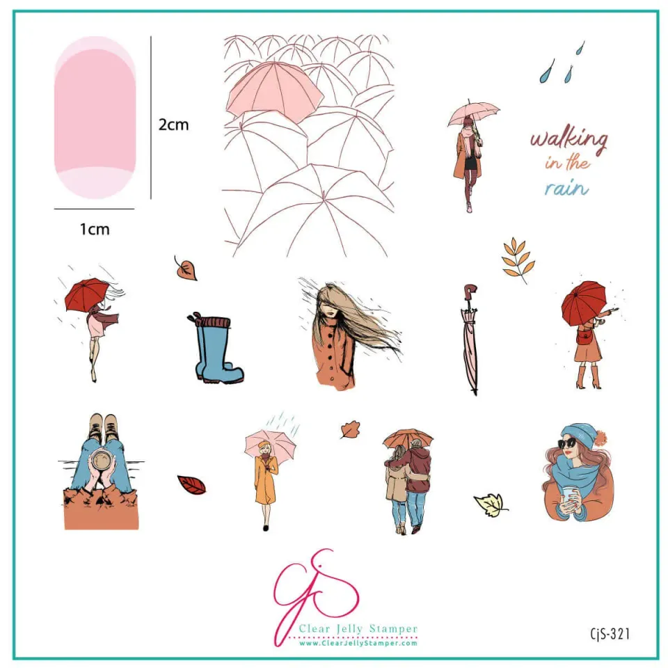 Clear Jelly Stamper CjS-321 Walking in the Rain stampingplade 8x8 cm