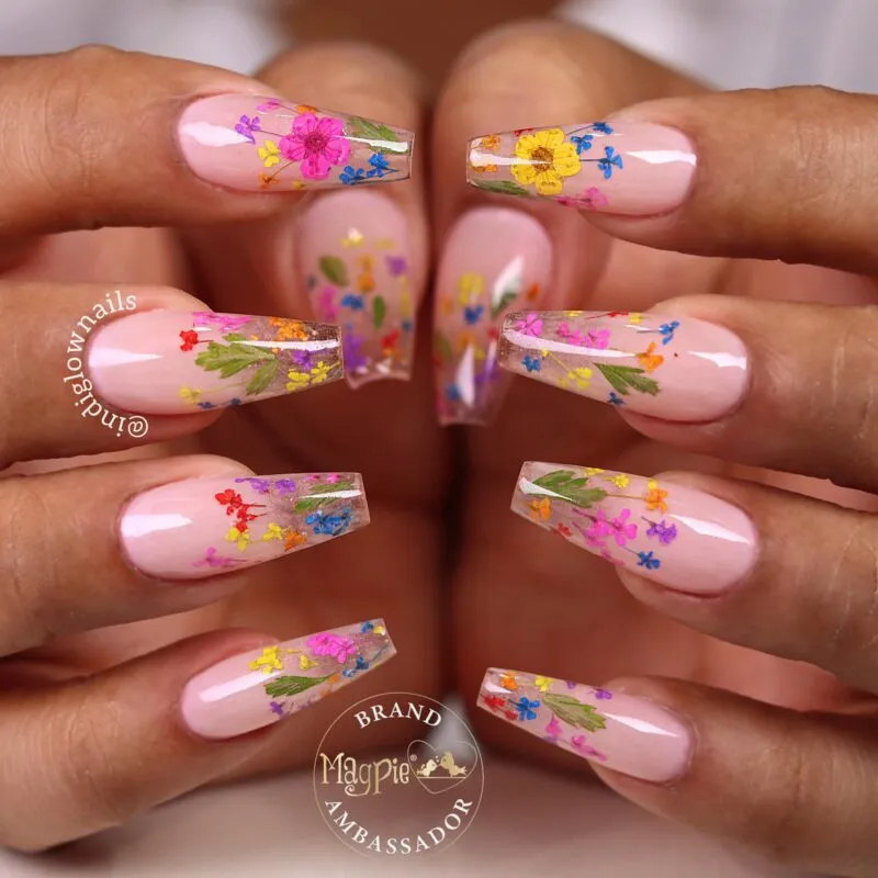 Beautystones Orange tørrede blomster til negle