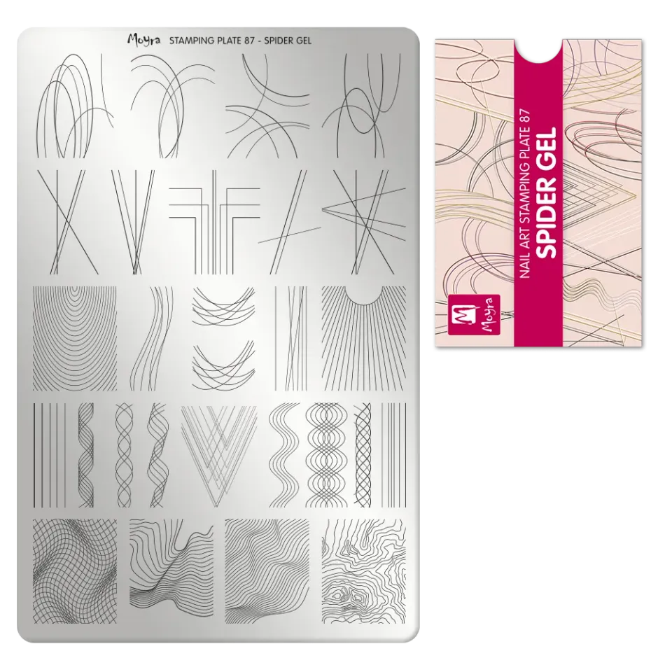 Moyra Stamping Plate 87 Spider Gel stampingplade linjer