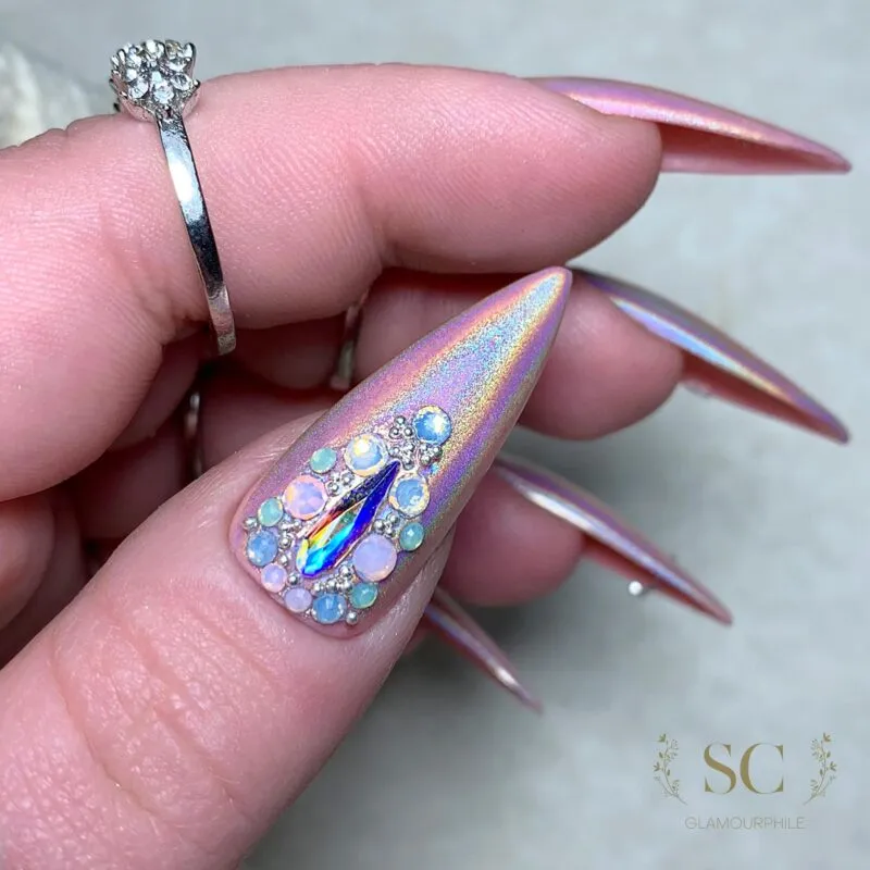 Indigo Nails Aurora Unicorn chrome pulver