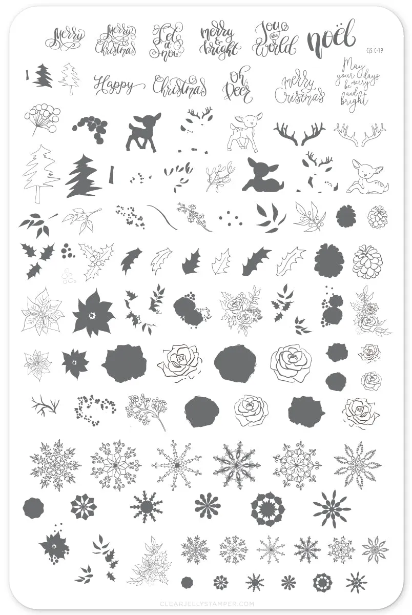 Clear Jelly Stamper C-19 stampingplade Merry Christmas hjort