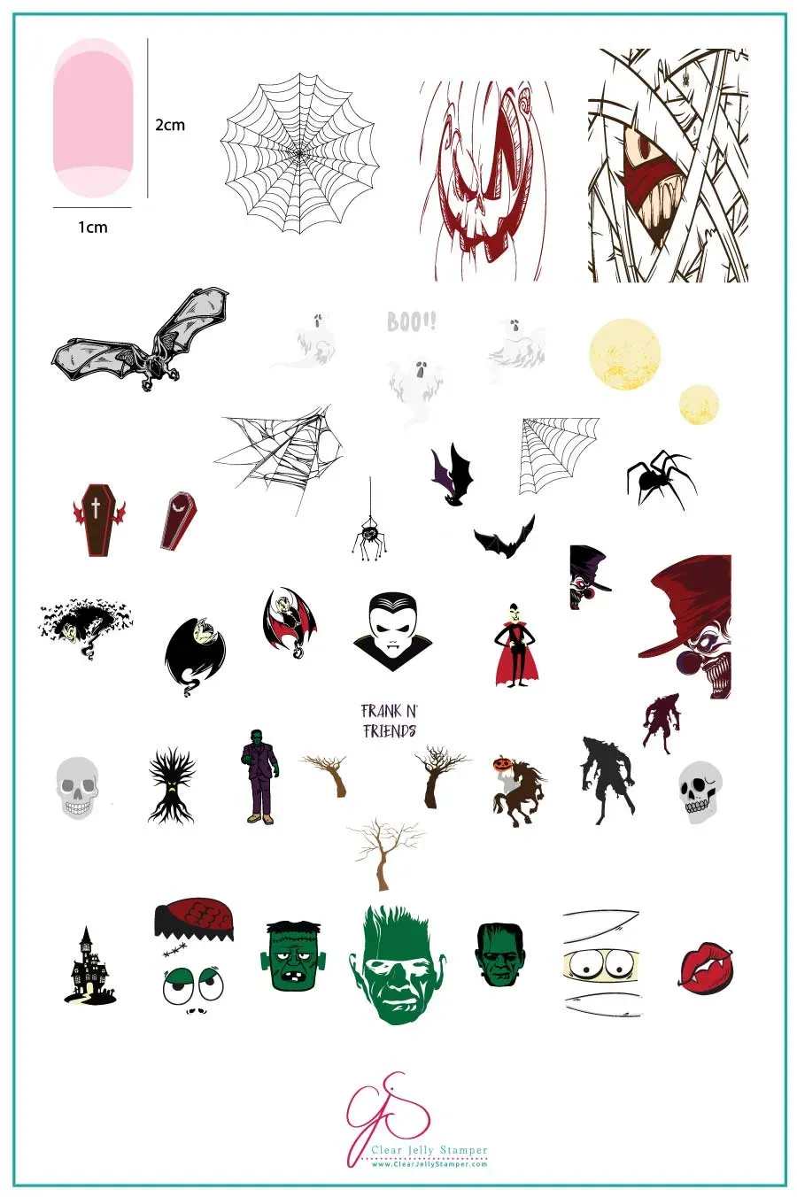 Clear Jelly Stamper Frank-N-Friends CJS-H-35 negleplade halloween