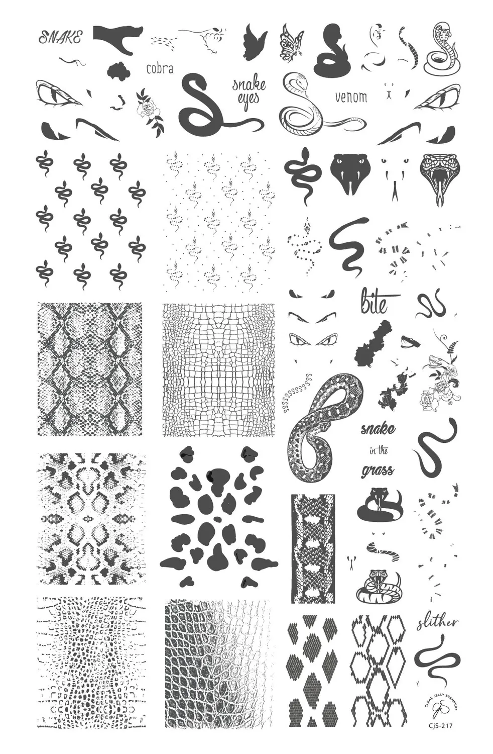 Clear Jelly Stamper CjS-217 Snake stampingplade slangemønster