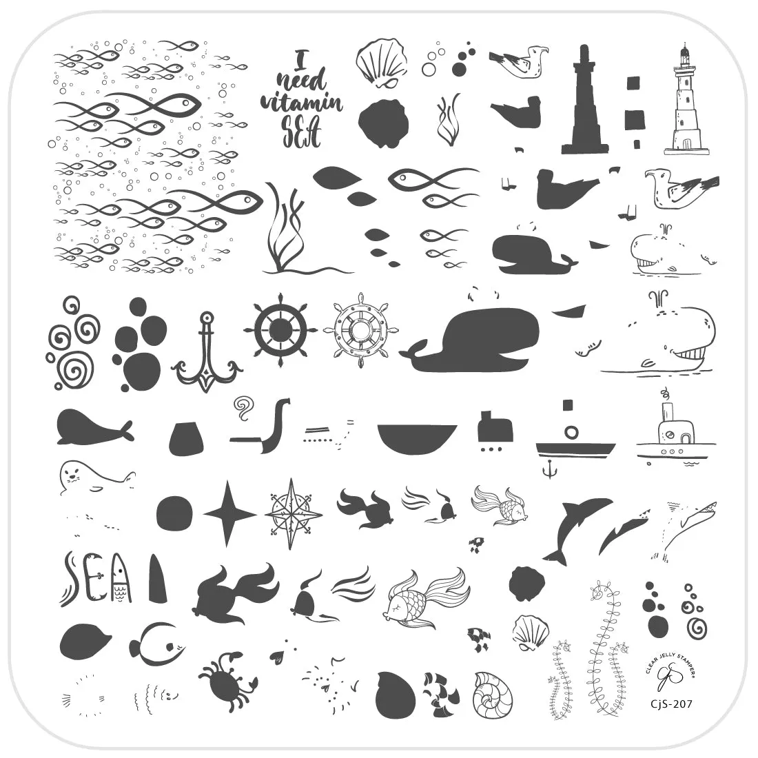 Clear Jelly Stamper CjS-207 I Need Vitamin SEA stampingplade 8x8