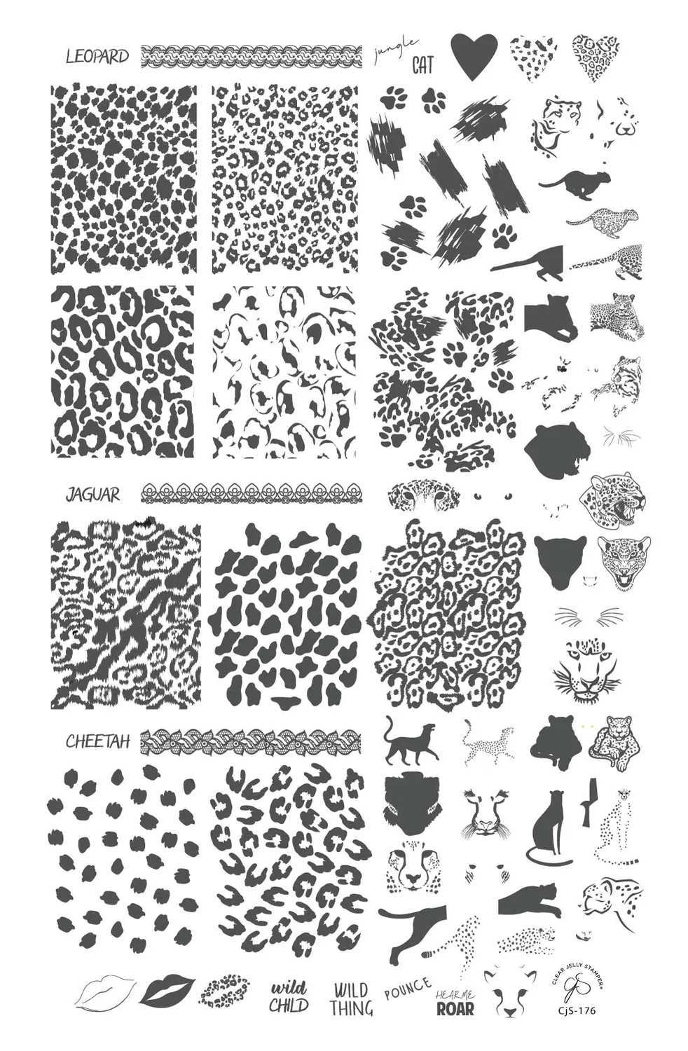Clear Jelly Stamper CjS-176 Wild Cheetah negleplade 14,5cm