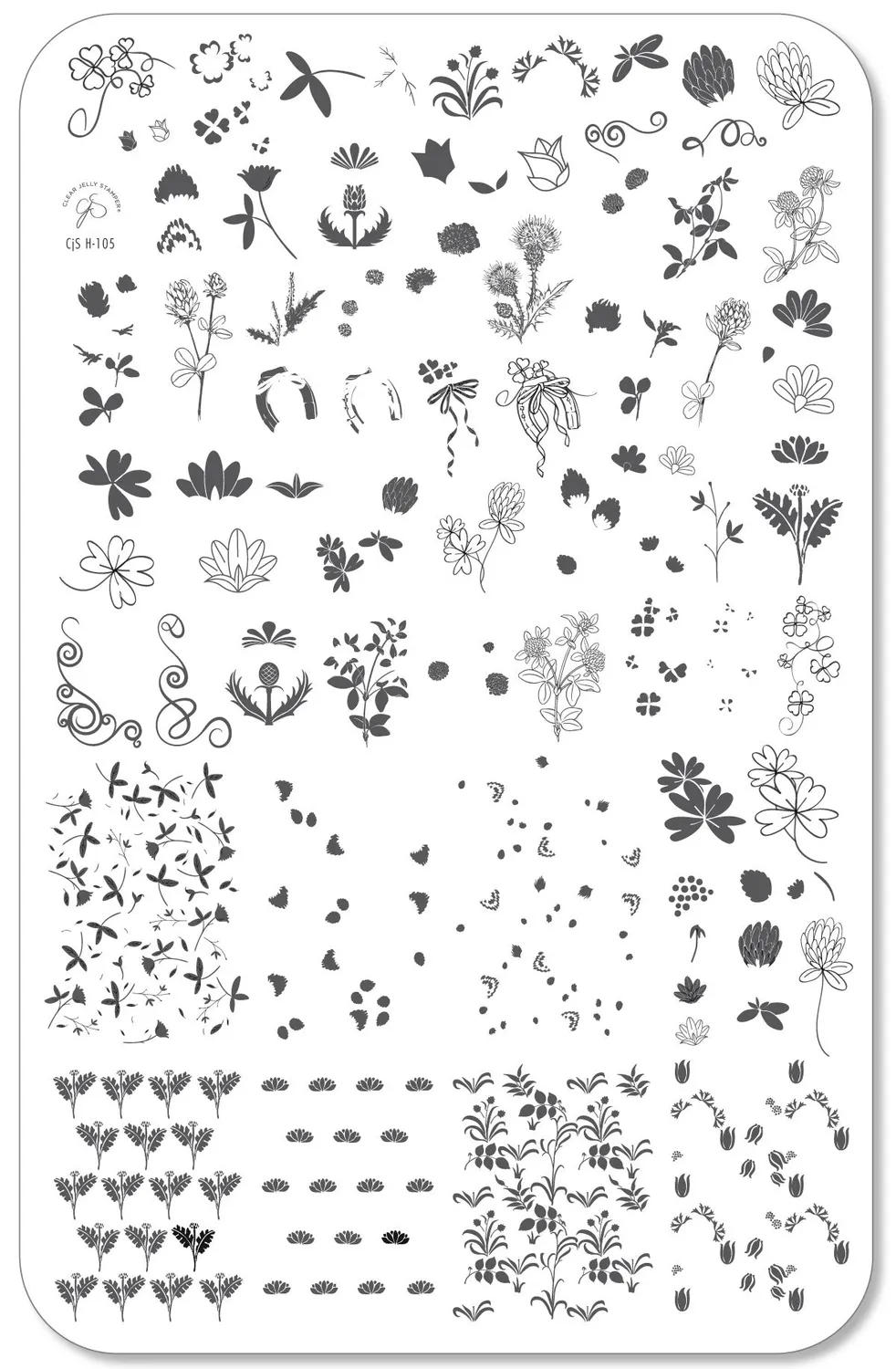 Clear Jelly Stamper CjSH-105 Pretty Clover stamping plade