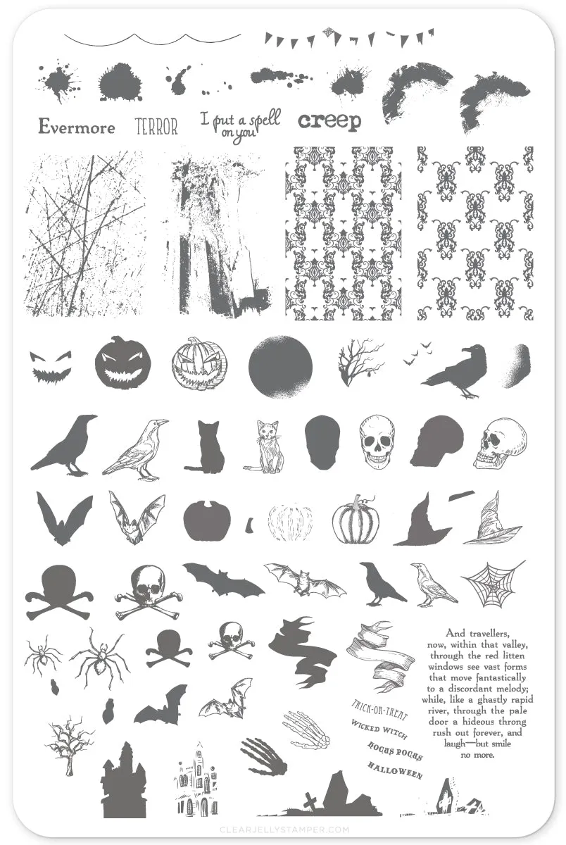 Clear Jelly Stamper H-22 Shivers stamping plade halloween