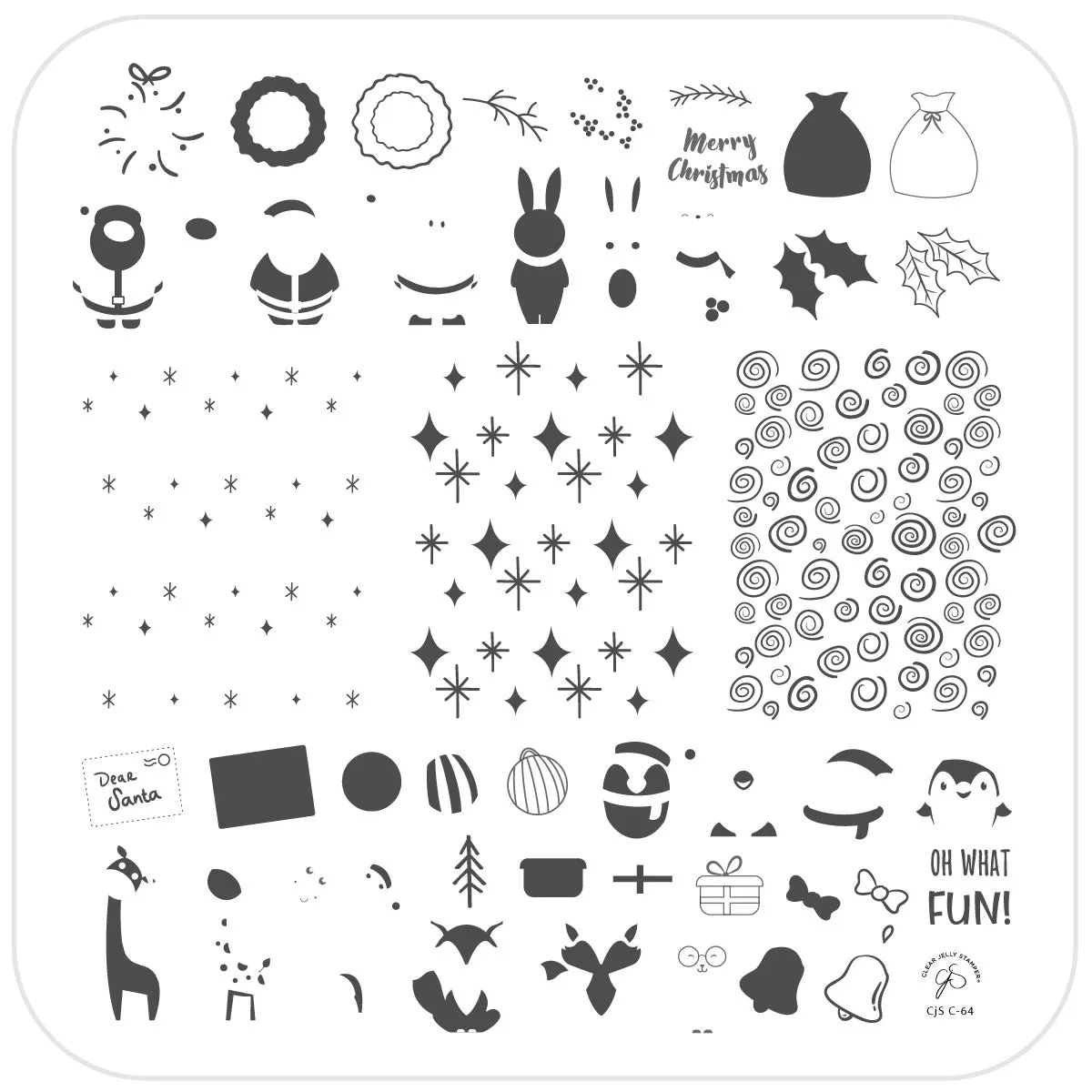 Clear Jelly Stamper CjSC-64 Oh What Fun stempelplade 8x8 cm