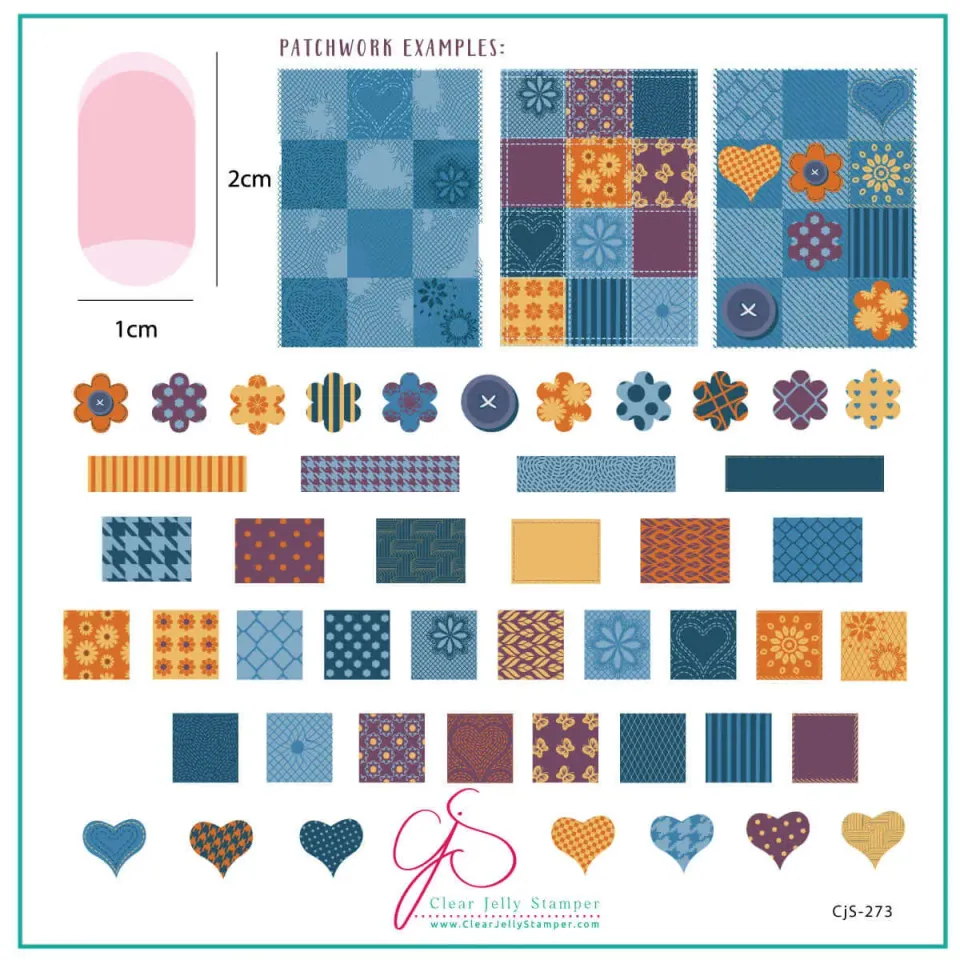 Clear Jelly Stamper CJS-273 Denim Patchwork stampingplade layered