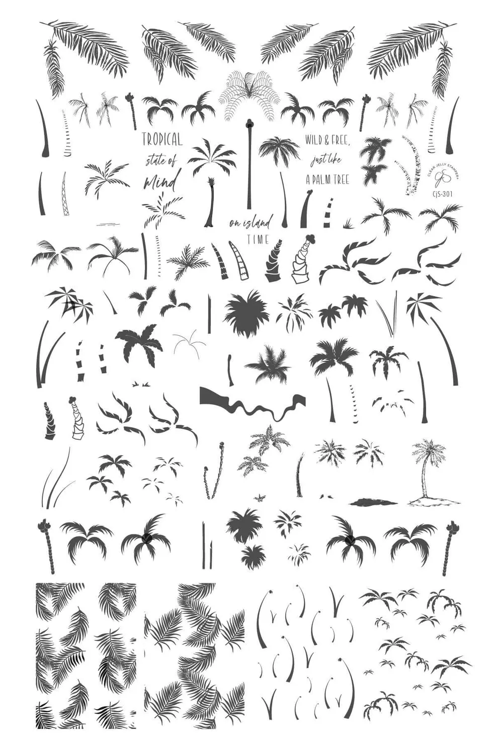 Clear Jelly Stamper CjS-301 stempelplade Pretty Palms