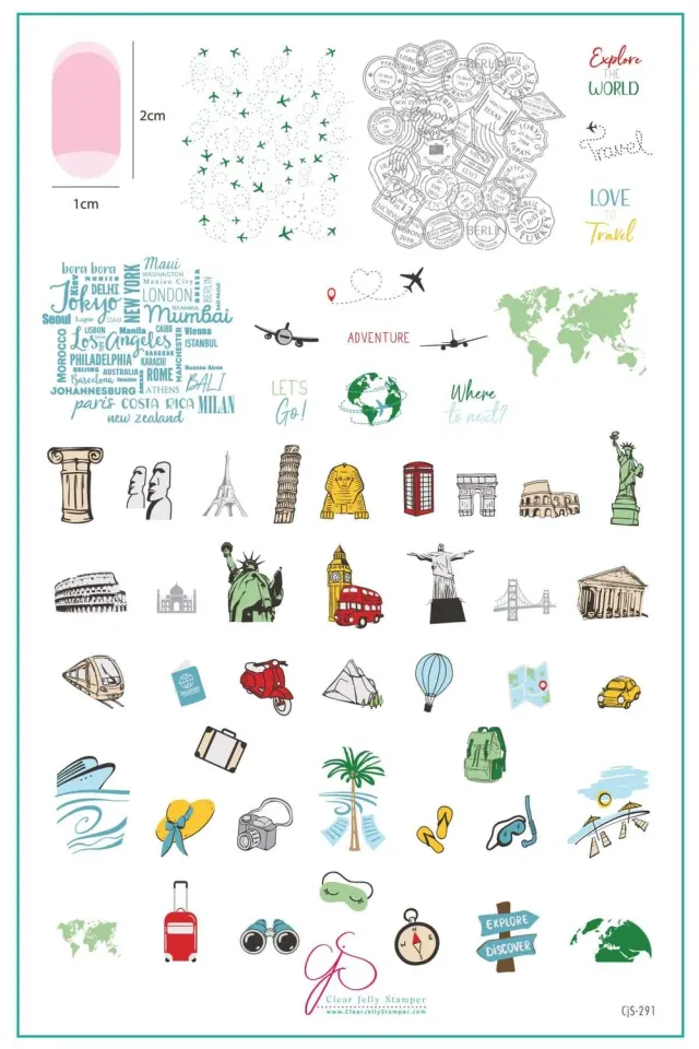 Clear Jelly Stamper CJS-291 Explore the World stamping plade rejse