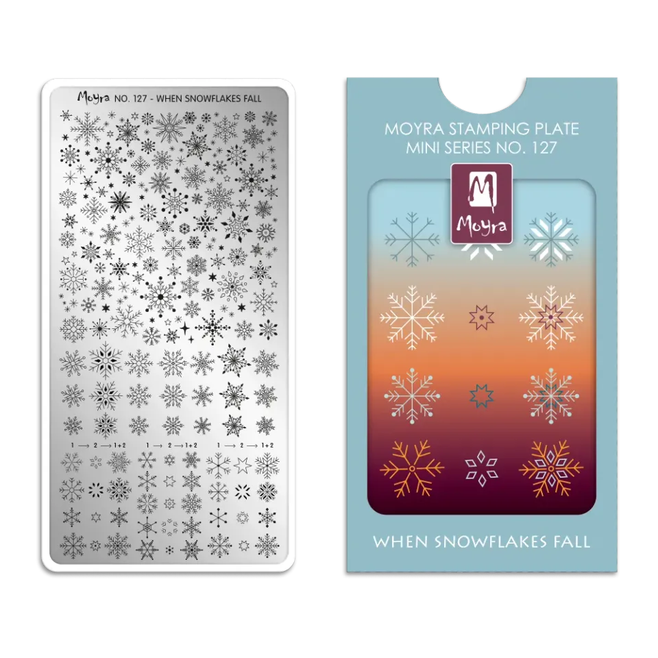 Moyra Mini Stamping Plate 127 When Snowflakes Fall stempelplade