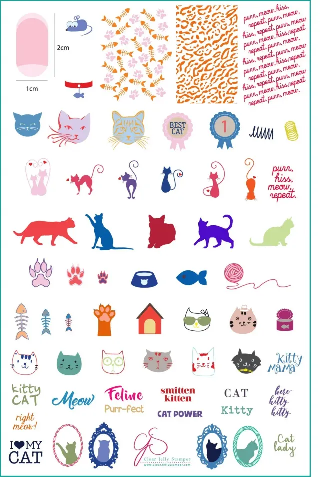 Clear Jelly Stamper CjS-55 Here Kitty Kitty stempelplade 14,5x9,5 cm