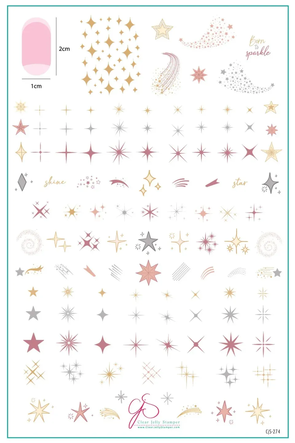 Clear Jelly Stamper CJS-274 Born to Sparkle stamping plade stjerner