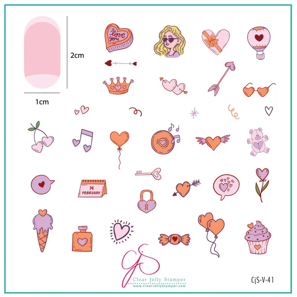 Clear Jelly Stamper CjSV-41 stampingplade hjerter 8x8 cm