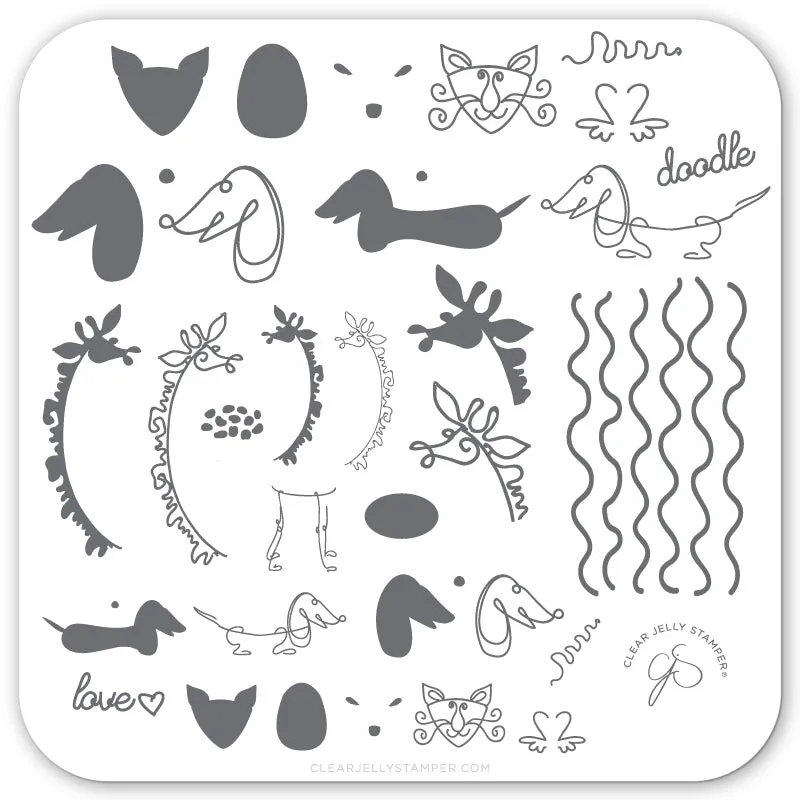 Clear Jelly Stamper Doodle Love CjS-127 stempelplade 6x6 cm dyr