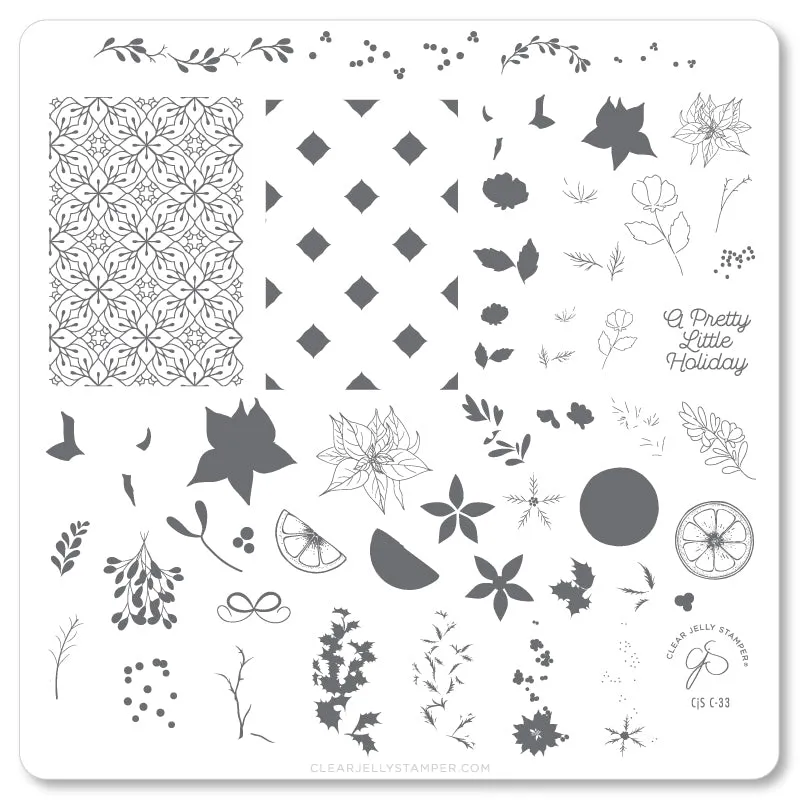 Clear Jelly Stamper CjSC-33 stempelplade A Pretty Little Holiday jul