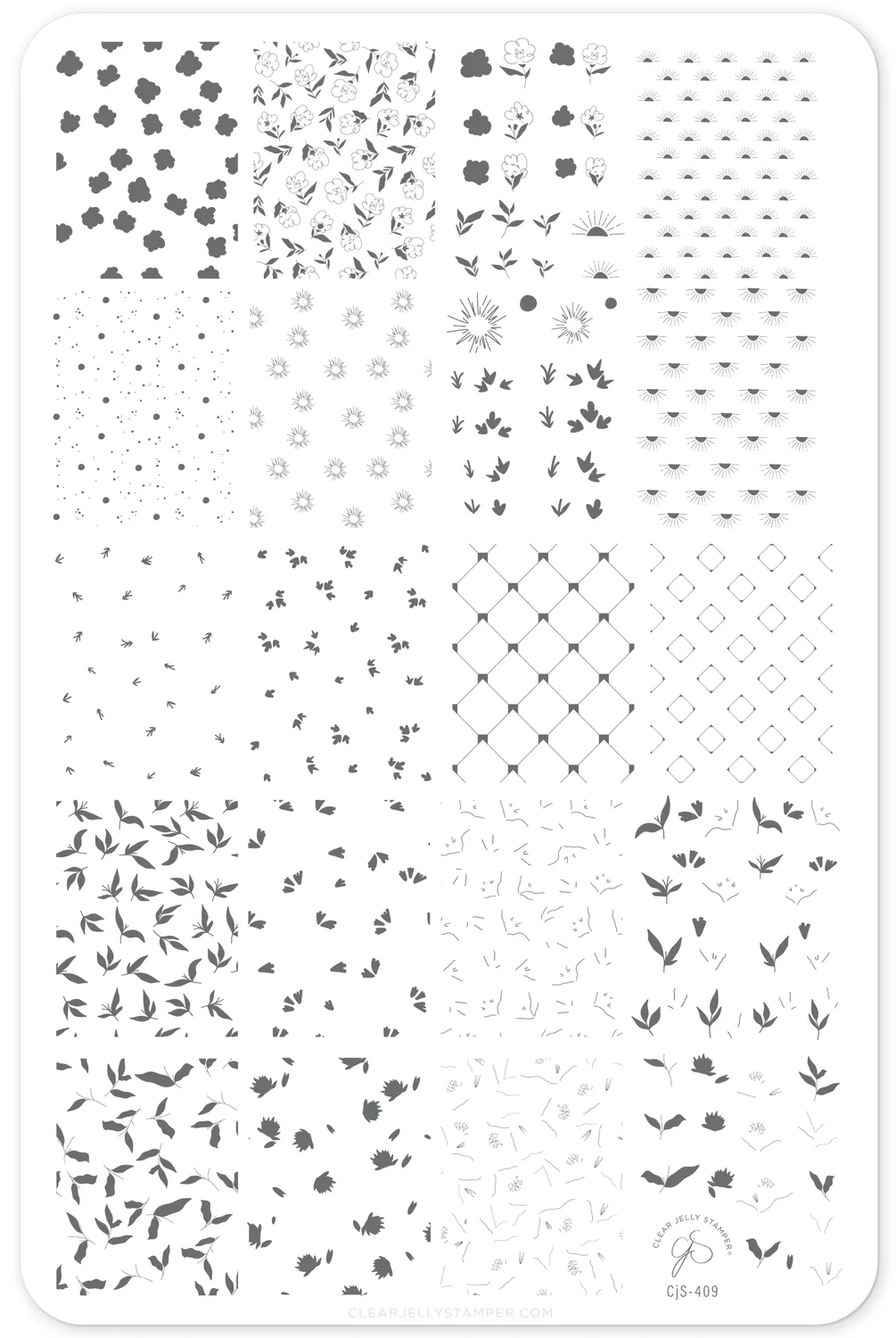 Clear Jelly Stamper CjS-409 Petals in Pattern stamping plade blomster