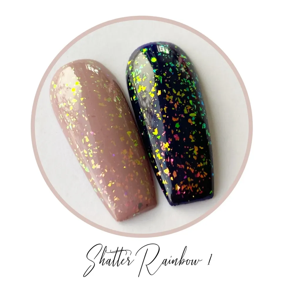 Clear Jelly Stamper Shatter Rainbow 1 topcoat 12ml flager
