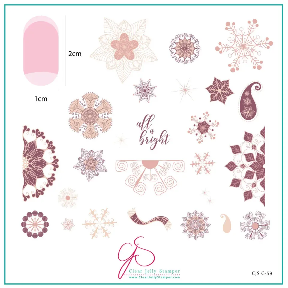 Clear Jelly Stamper All Is Bright CjSC-59 stampingplade 8x8 snefnug
