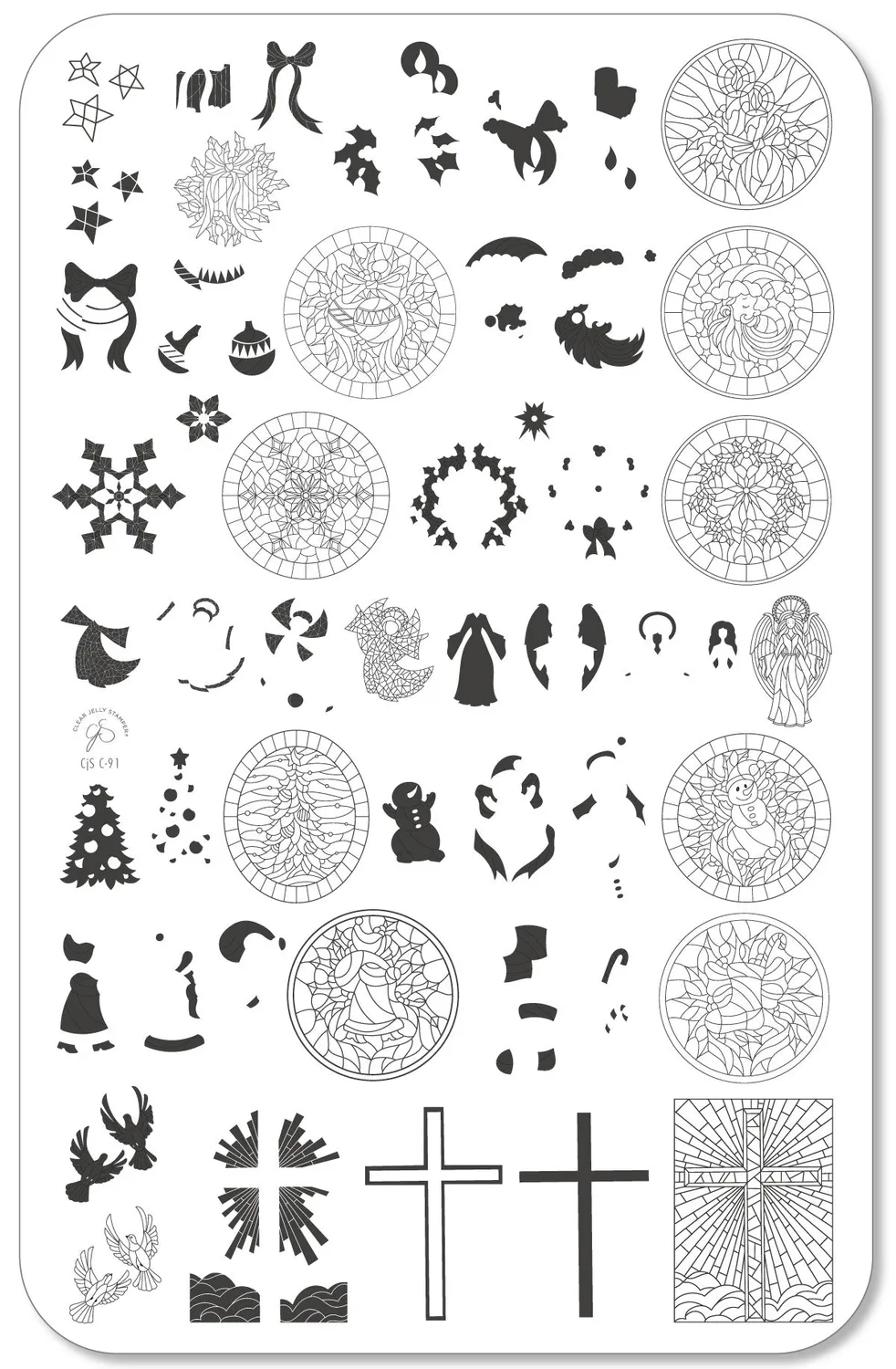 Clear Jelly Stamper CjSC-91 Holiday Glass stampingplade jul