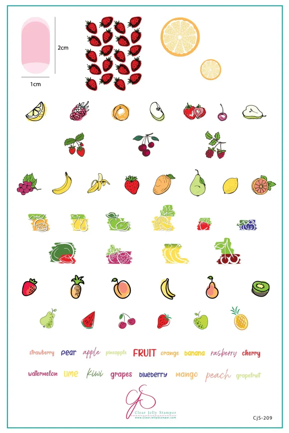 Clear Jelly Stamper CjS-209 stamping plade fruit cocktail frugt