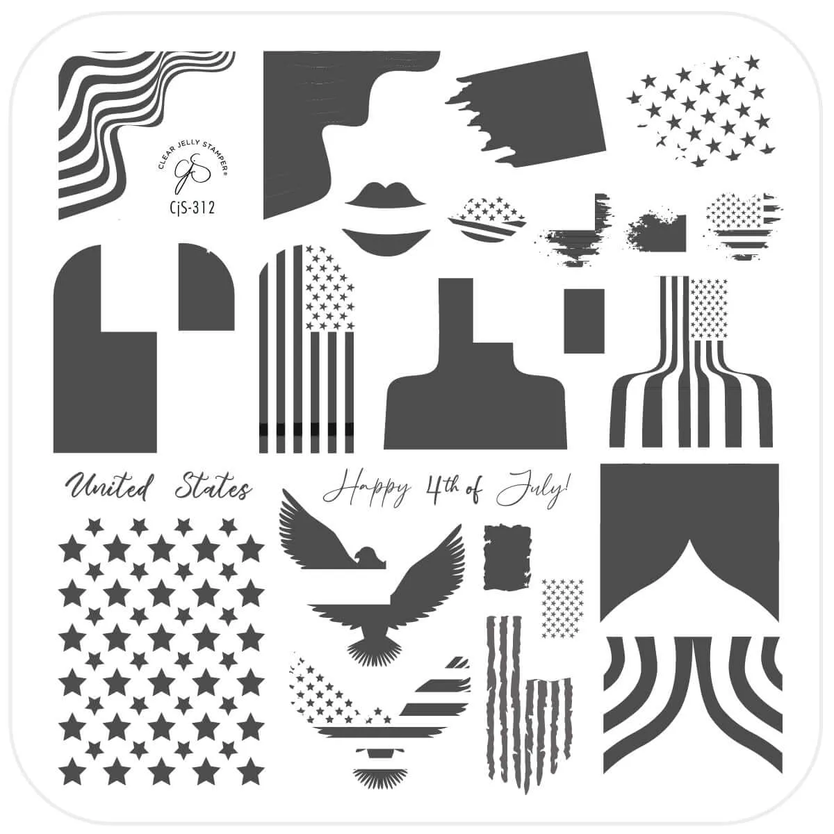Clear Jelly Stamper Stars & Stripes One CjS-312 stempelplade
