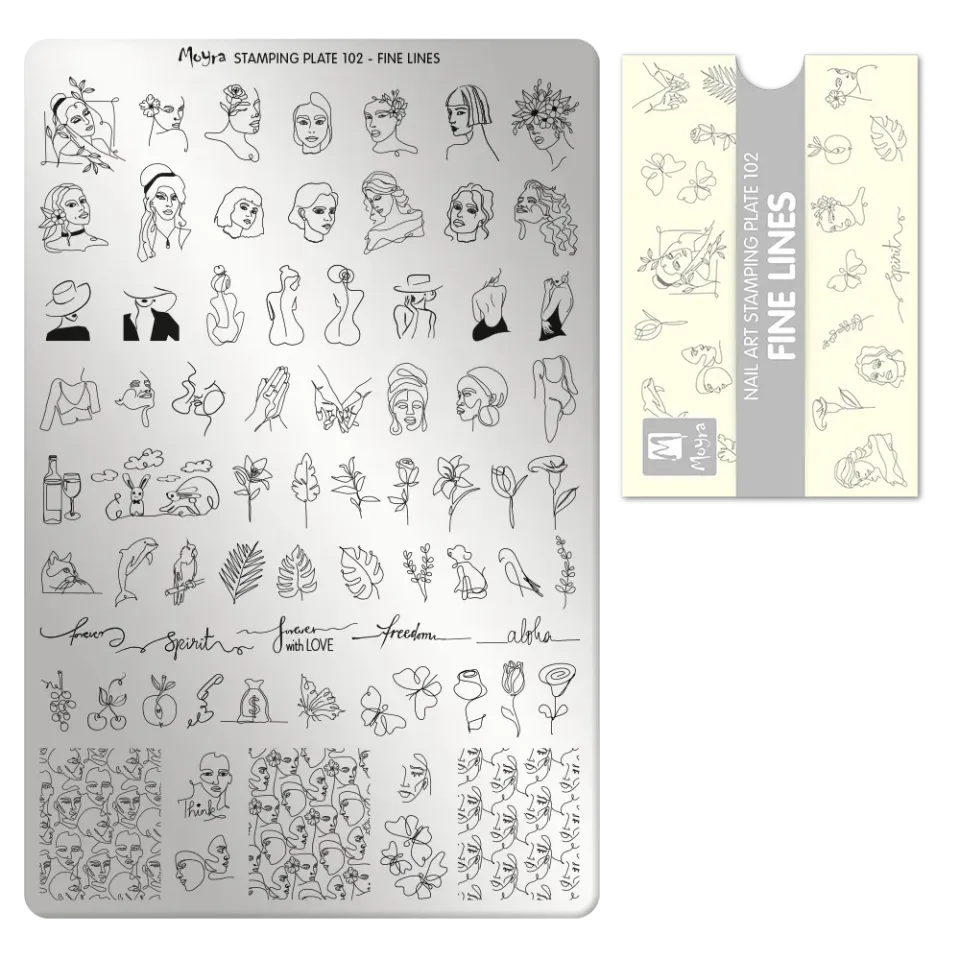 Moyra Stamping Plate 102 negleplade fine lines stor