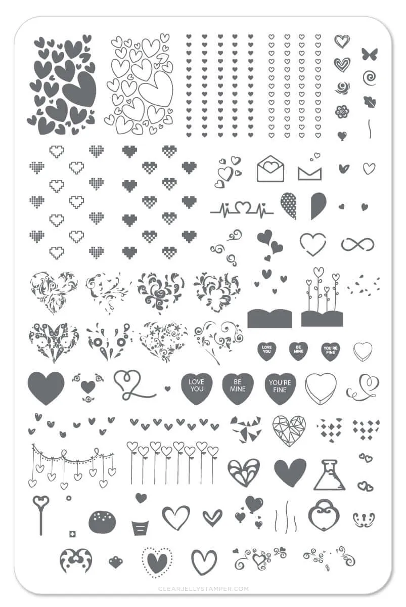 Clear Jelly Stamper Show the Love CJS V-05 negleplade hjerter